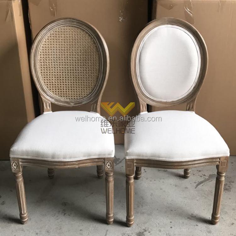 Factory wholesale antique wooden cane rattan Back louis dining chair wedding chair